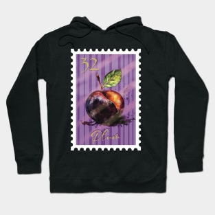 Vintage postage stamp plum watercolor design stamp collector Hoodie